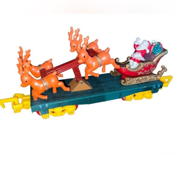 Vintage 1993 Toy State Santa Sleigh & Reindeer Train Set Car Replacement - Picture 1 of 10